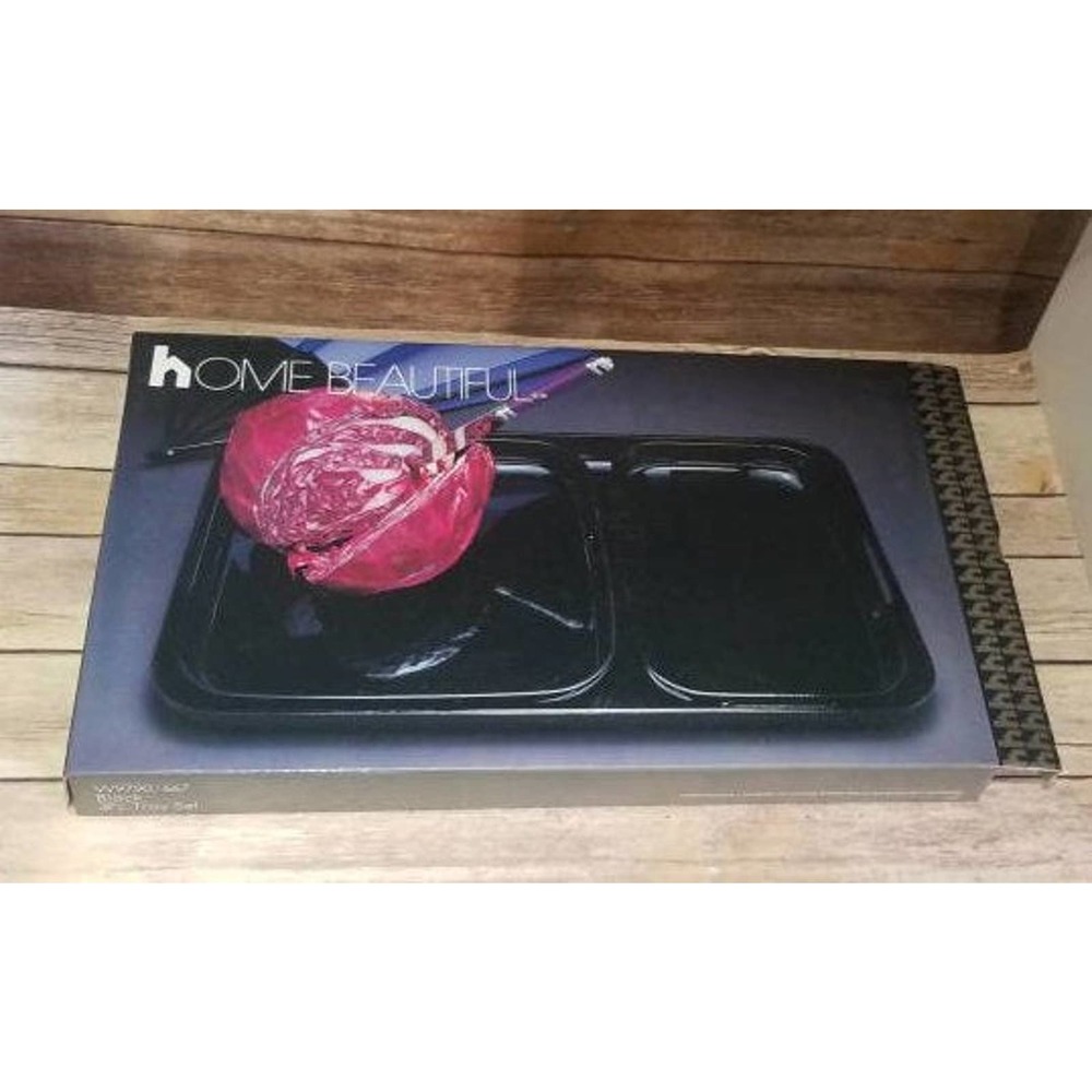Vintage Lacquer Trays Black Stacking Home Beautiful